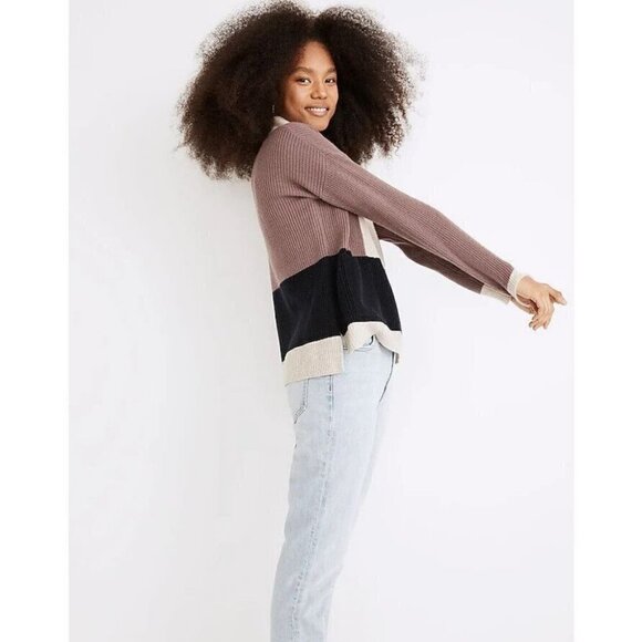 Madewell Glenbrook Half-Zip Colorblock Pullover Sweater Merino Wool Size XS NWT - Picture 3 of 11